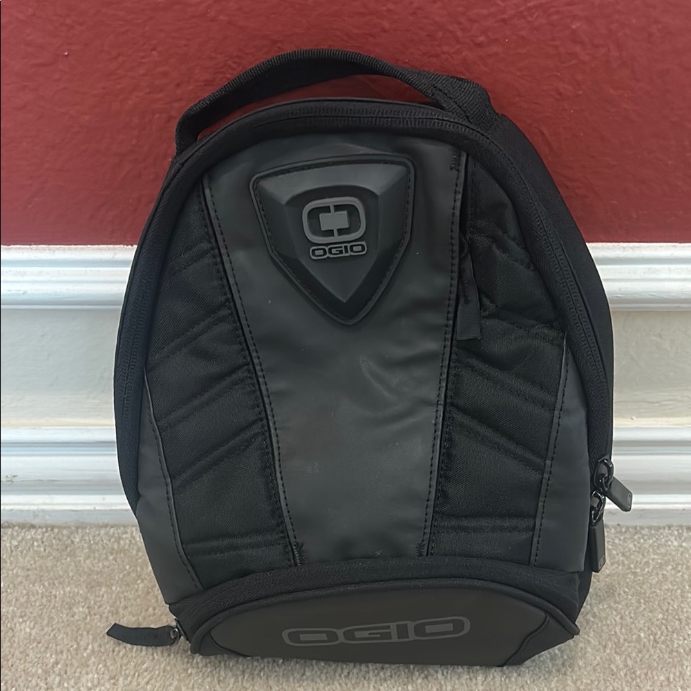 OGIO Black Compact Backpack with magnets to secure on motorcycle gas tanks